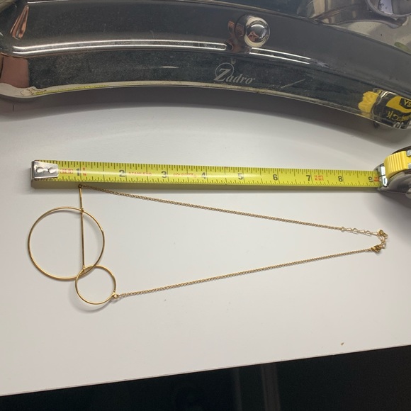 Open Circle Abstract Dainty Goldtone Necklace - Picture 3 of 6